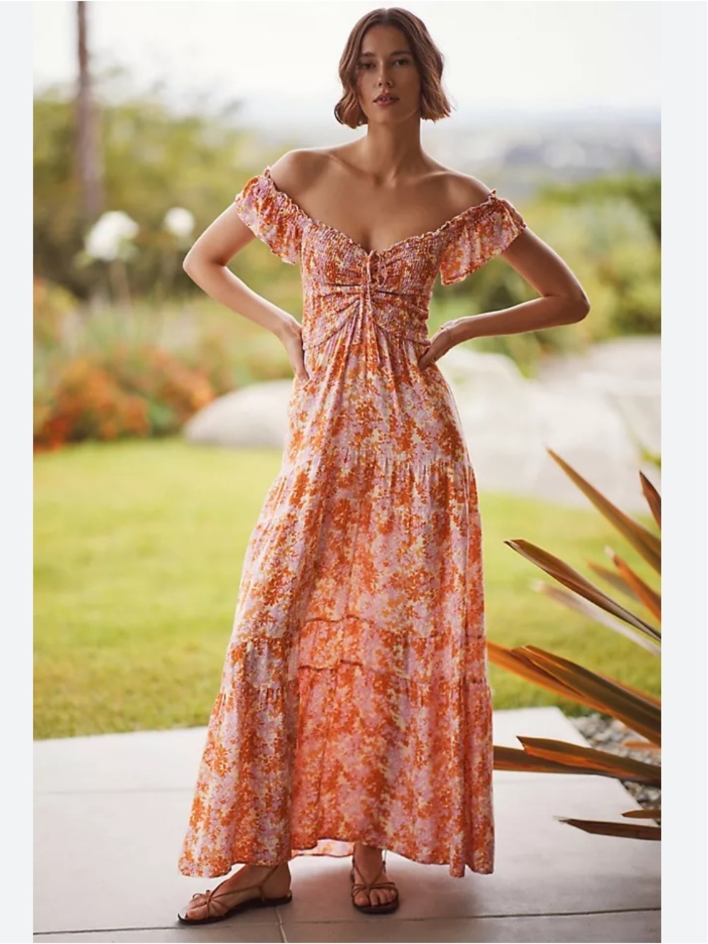 Anthropologie L*Space Lucia Smocked Maxi Dress Size S